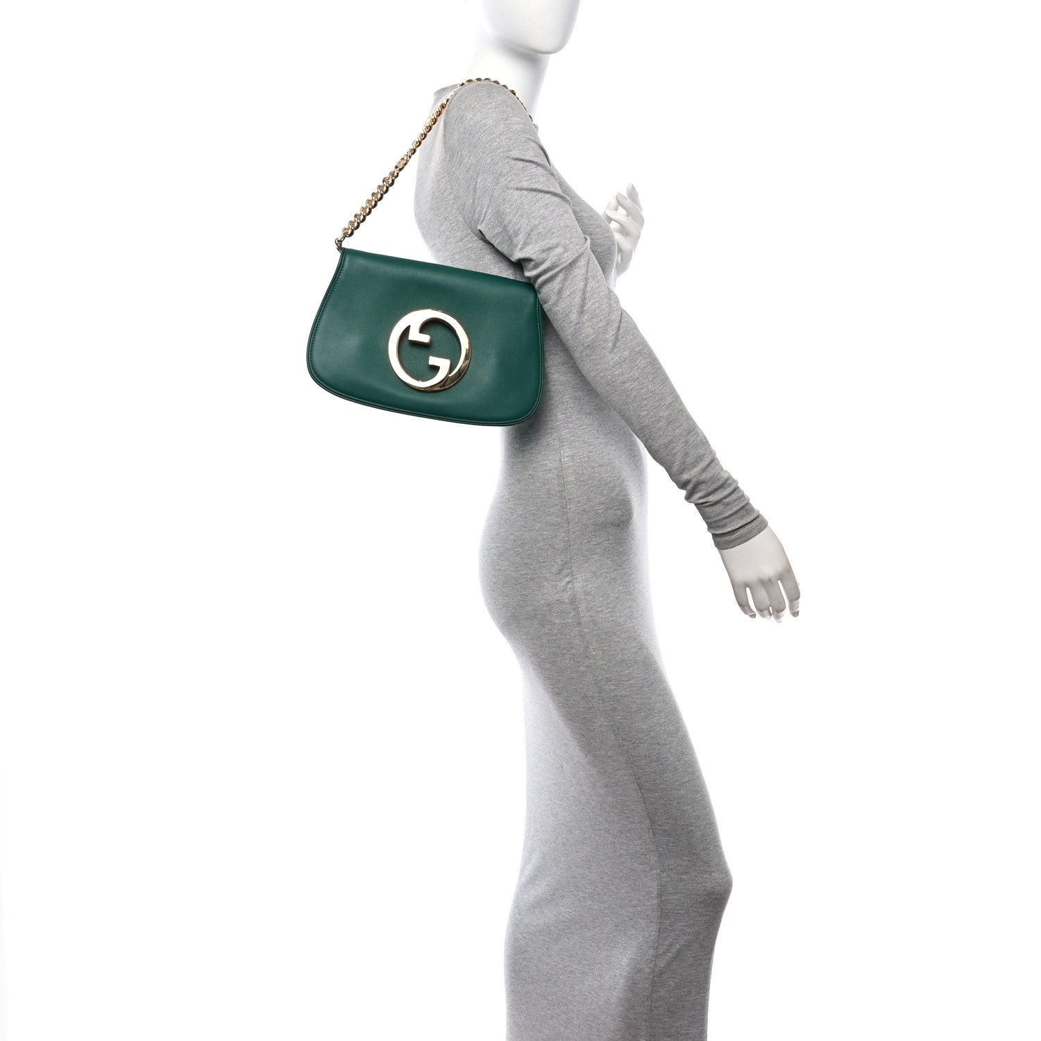 Gucci Roxy Calfskin Blondie Chain Shoulder Flap Bag Emerald 2 of 10