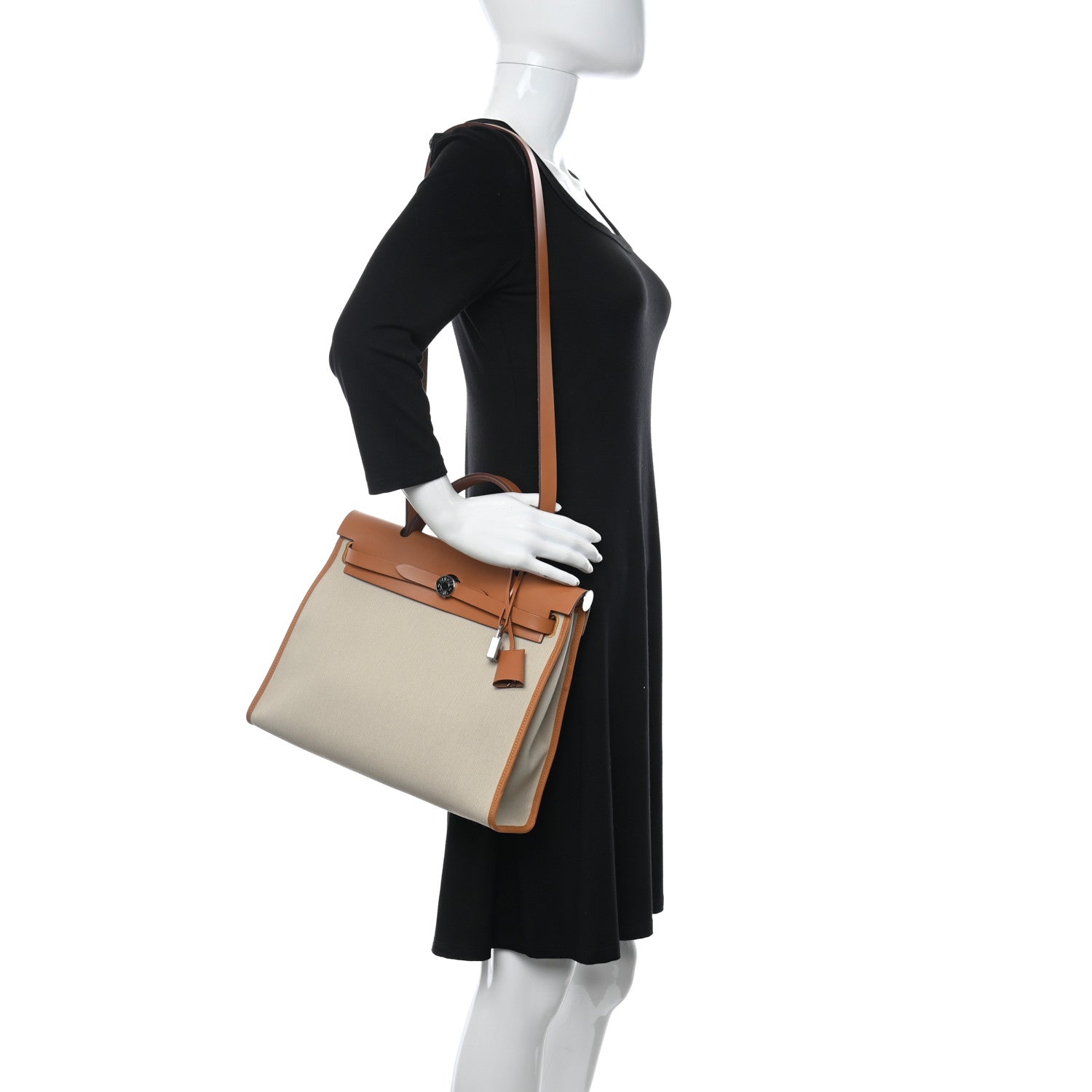 Hermes Military Toile Vache Hunter Herbag Zip 31 PM Beton Toffee 2 of 12