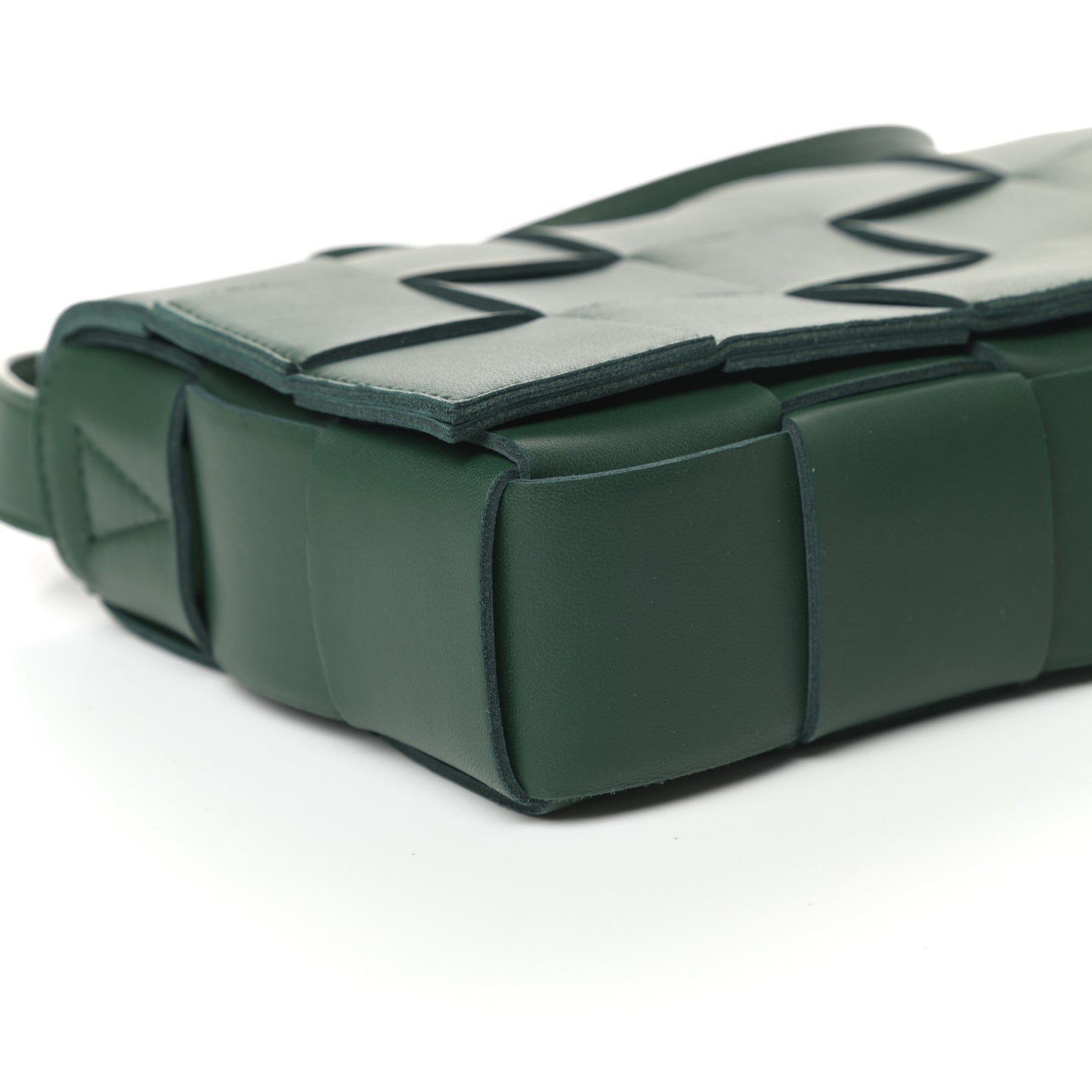 Lambskin Maxi Intrecciato Cassette Crossbody Bag Raintree Green