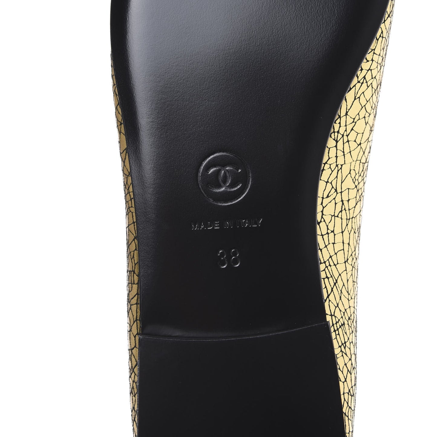 Metallic Calfskin Cap Toe CC Ballerina Flats 38 Gold