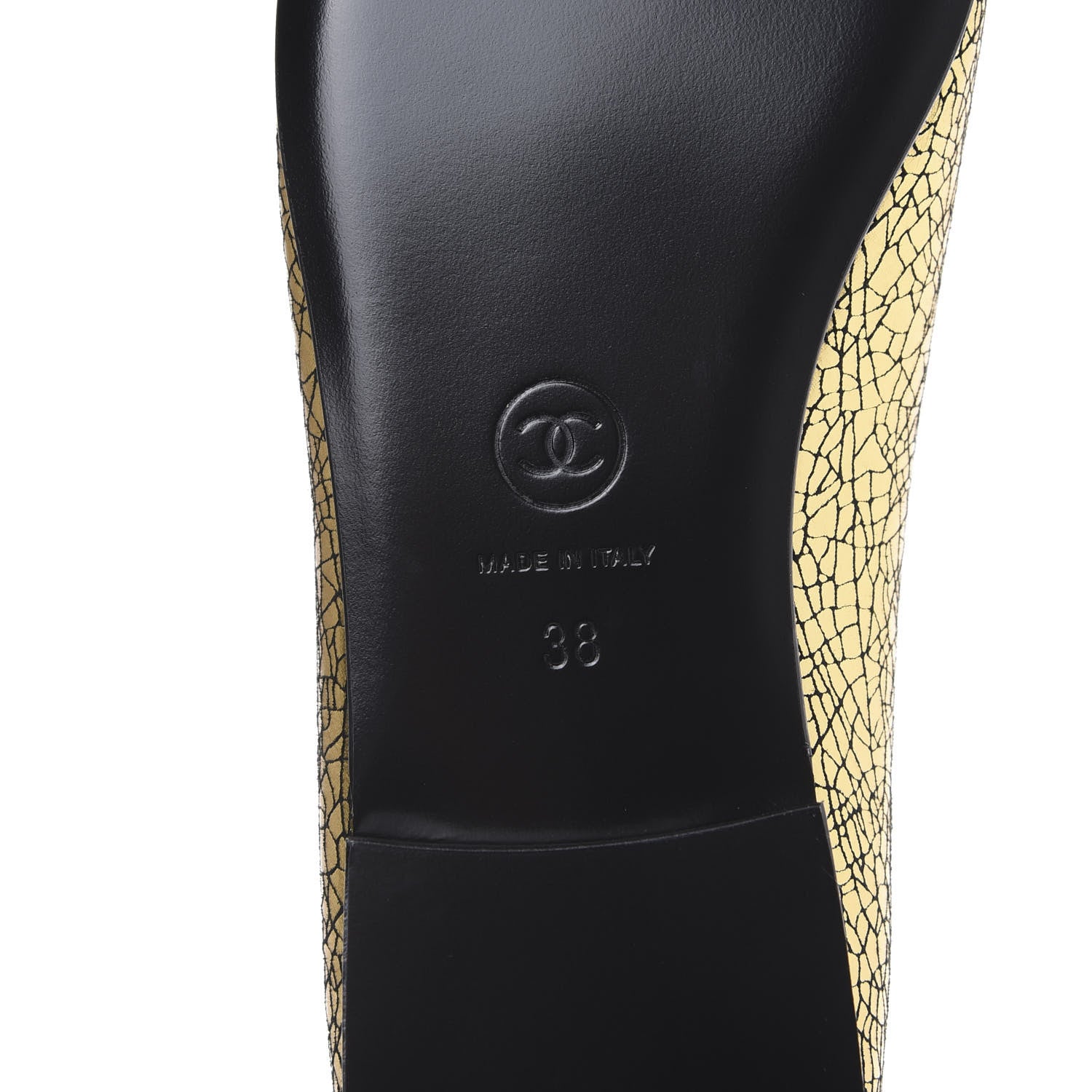 Chanel Metallic Calfskin Cap Toe CC Ballerina Flats 38 Gold 8 of 9