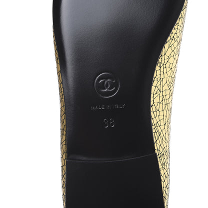 Chanel Metallic Calfskin Cap Toe CC Ballerina Flats 38 Gold 8 of 9