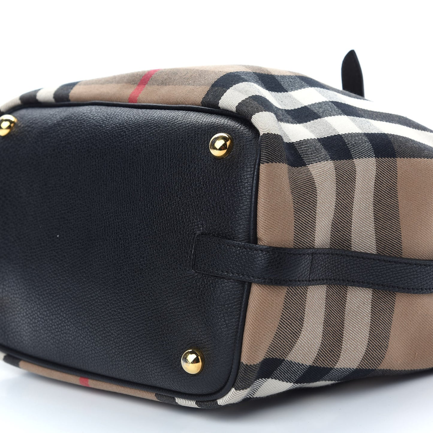 Grainy Calfskin House Check Medium Sycamore Hobo Black