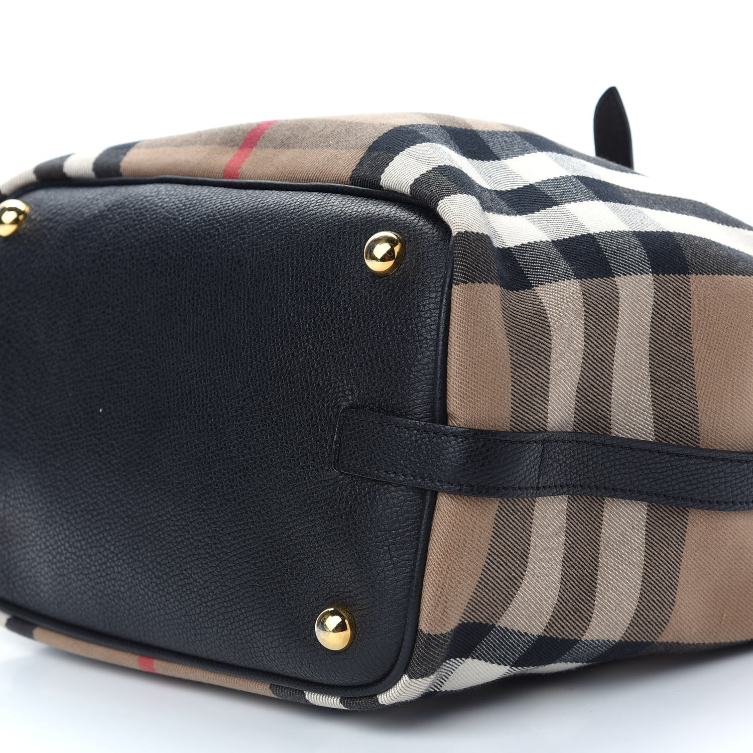 Burberry Grainy Calfskin House Check Medium Sycamore Hobo Black 7 of 7