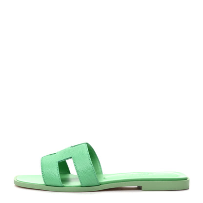 Hermes Epsom Oran Sandals 37 Vert Pomme 1 of 9