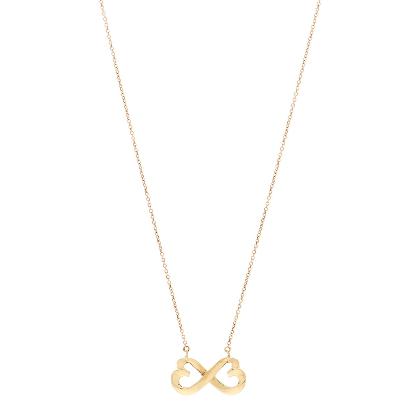 18K Yellow Gold Paloma Picasso Double Loving Heart Pendant Necklace