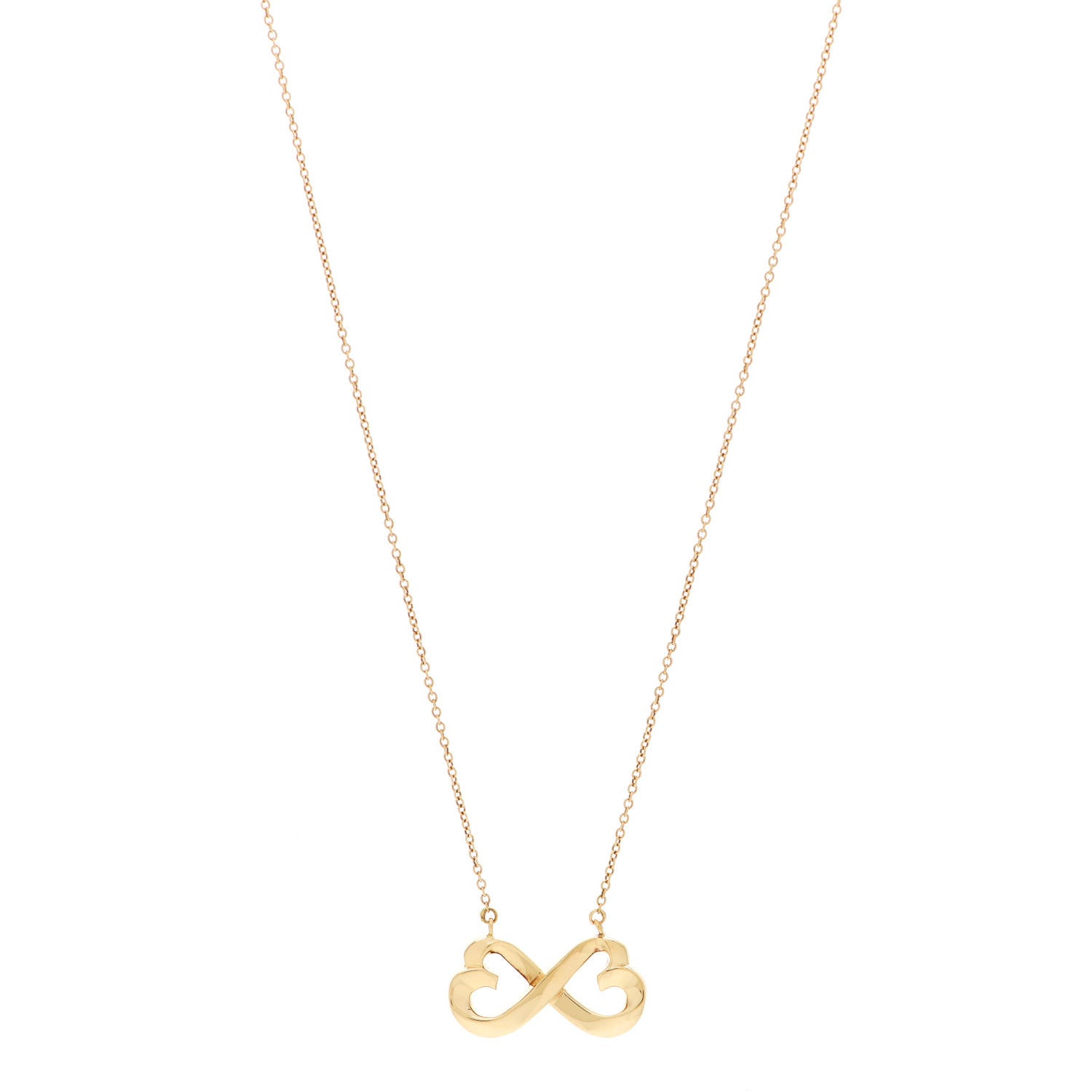 Tiffany 18K Yellow Gold Paloma Picasso Double Loving Heart Pendant Necklace 1 of 3