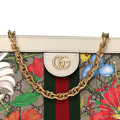 Gucci GG Supreme Monogram Flora Web Small Ophidia Chain Shoulder Bag White 8 of 11