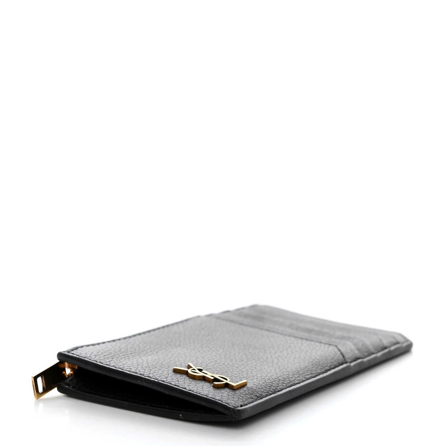 Saint Laurent Grained Calfskin Monogram 5 Fragments Zip Pouch Card Holder Black 4 of 8