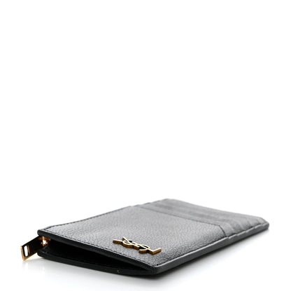 Saint Laurent Grained Calfskin Monogram 5 Fragments Zip Pouch Card Holder Black 4 of 8