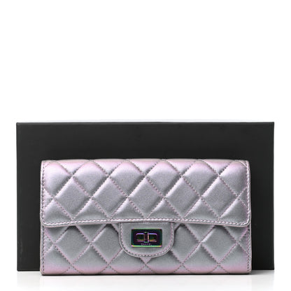 Chanel Iridescent Lambskin Quilted Reissue Large Gusset Flap Wallet Light Purple 8 of 8
