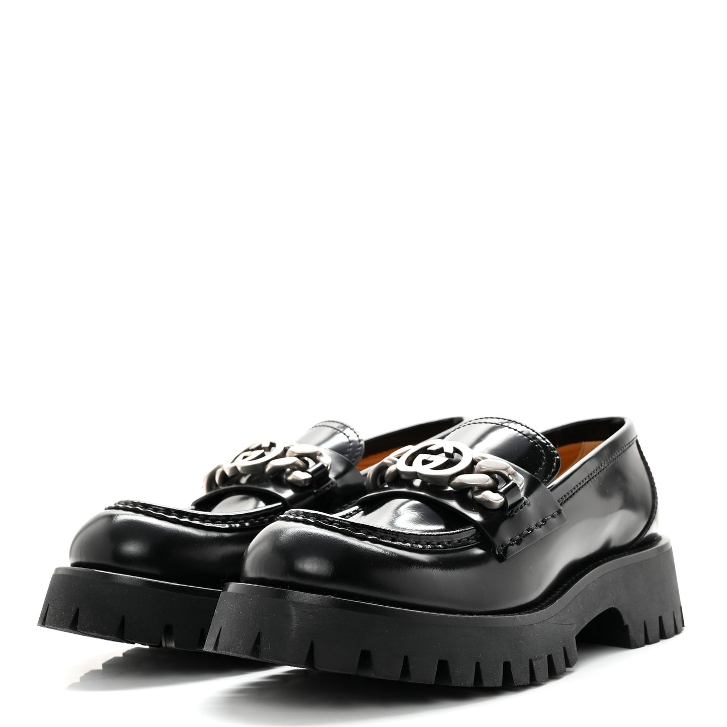 Cordovan Lux Womens Jeanne Platform Lug Sole 30/45mm Loafers 37 Black