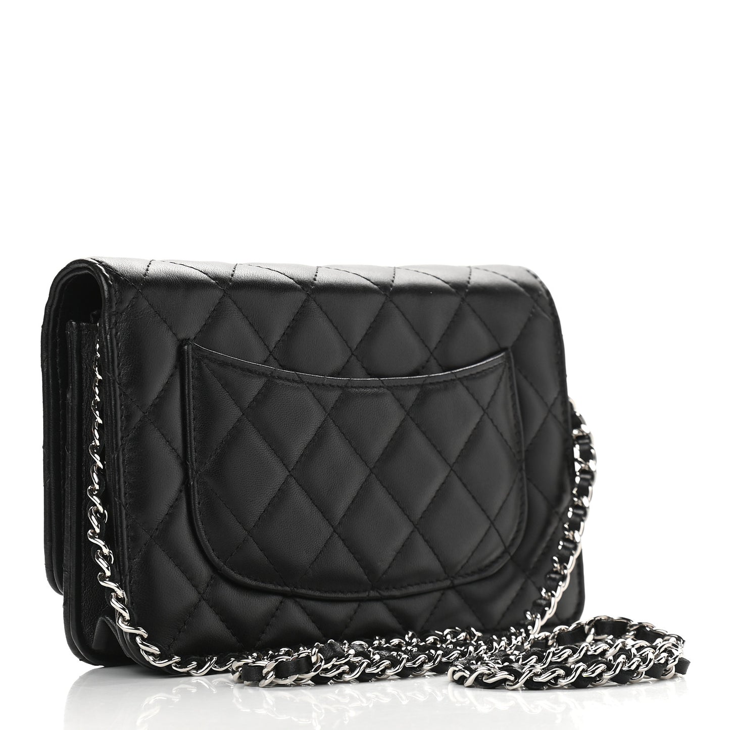 Lambskin Quilted Wallet On Chain WOC Black