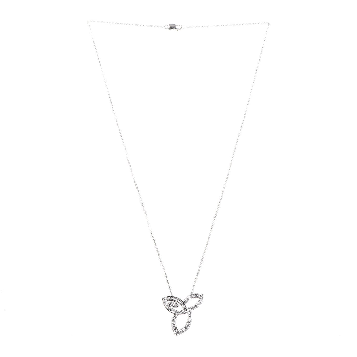 Platinum Diamond Lily Cluster Pendant Necklace