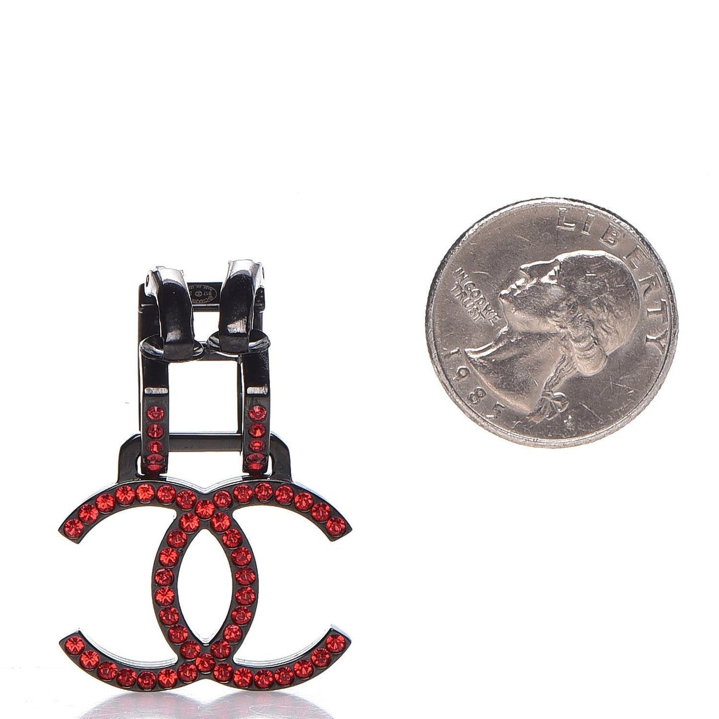 Crystal CC Single Clip On Earring Red
