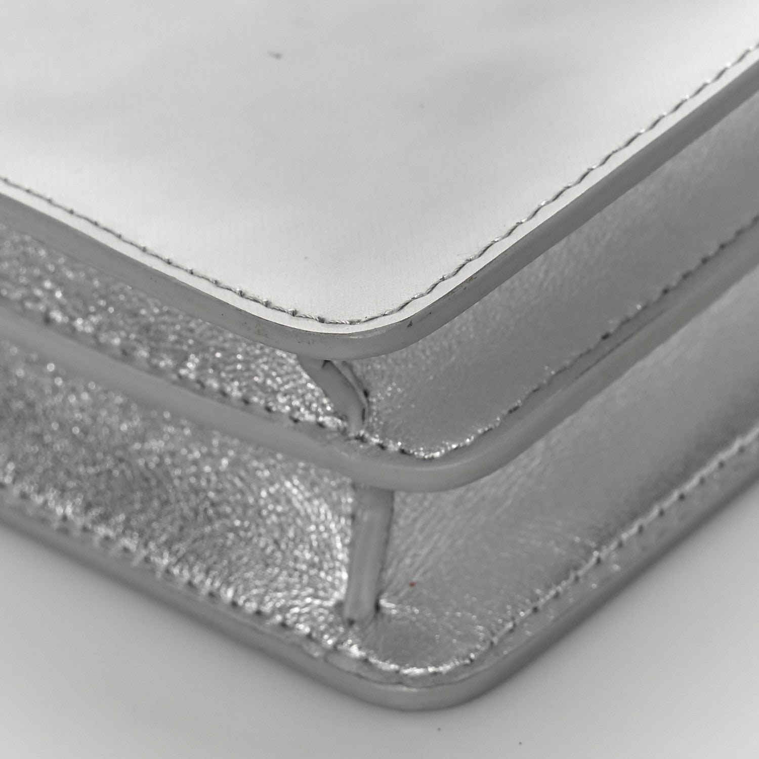 Chanel Metallic Patent Crossbody CC Phone Holder Silver 10 of 12