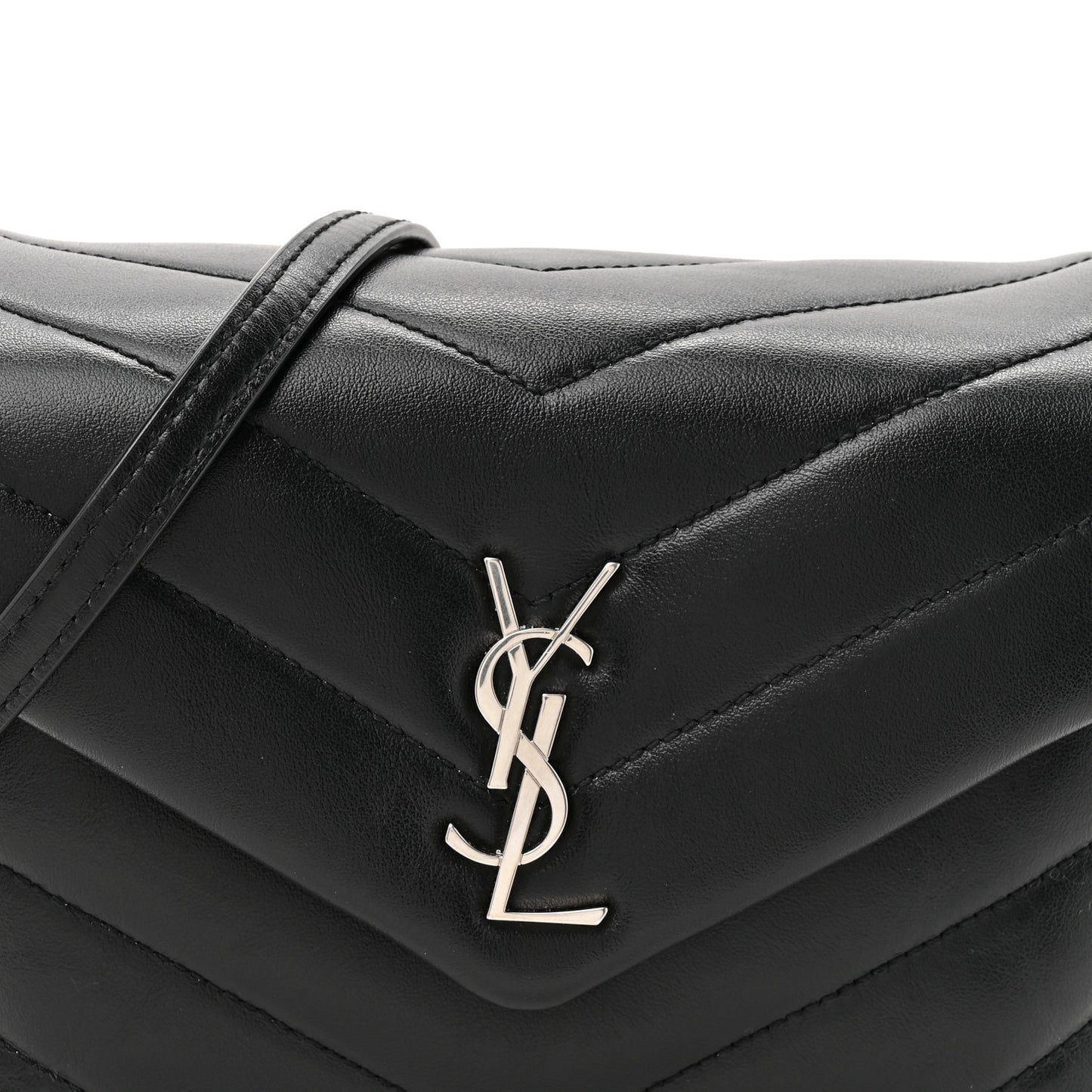 Calfskin Y Quilted Monogram Toy Loulou Crossbody Bag Black