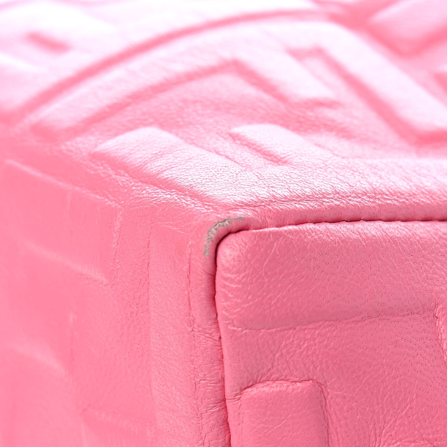 Fendi Nappa FF 1974 Embossed Small Boston Rosa Fluo 5 of 7