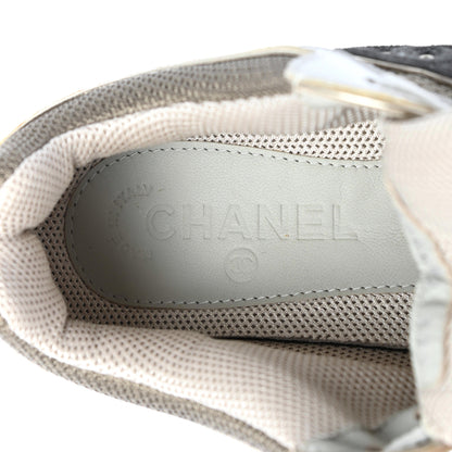 Chanel Suede Calfskin CC Sneakers 37.5 Beige Gold 6 of 10