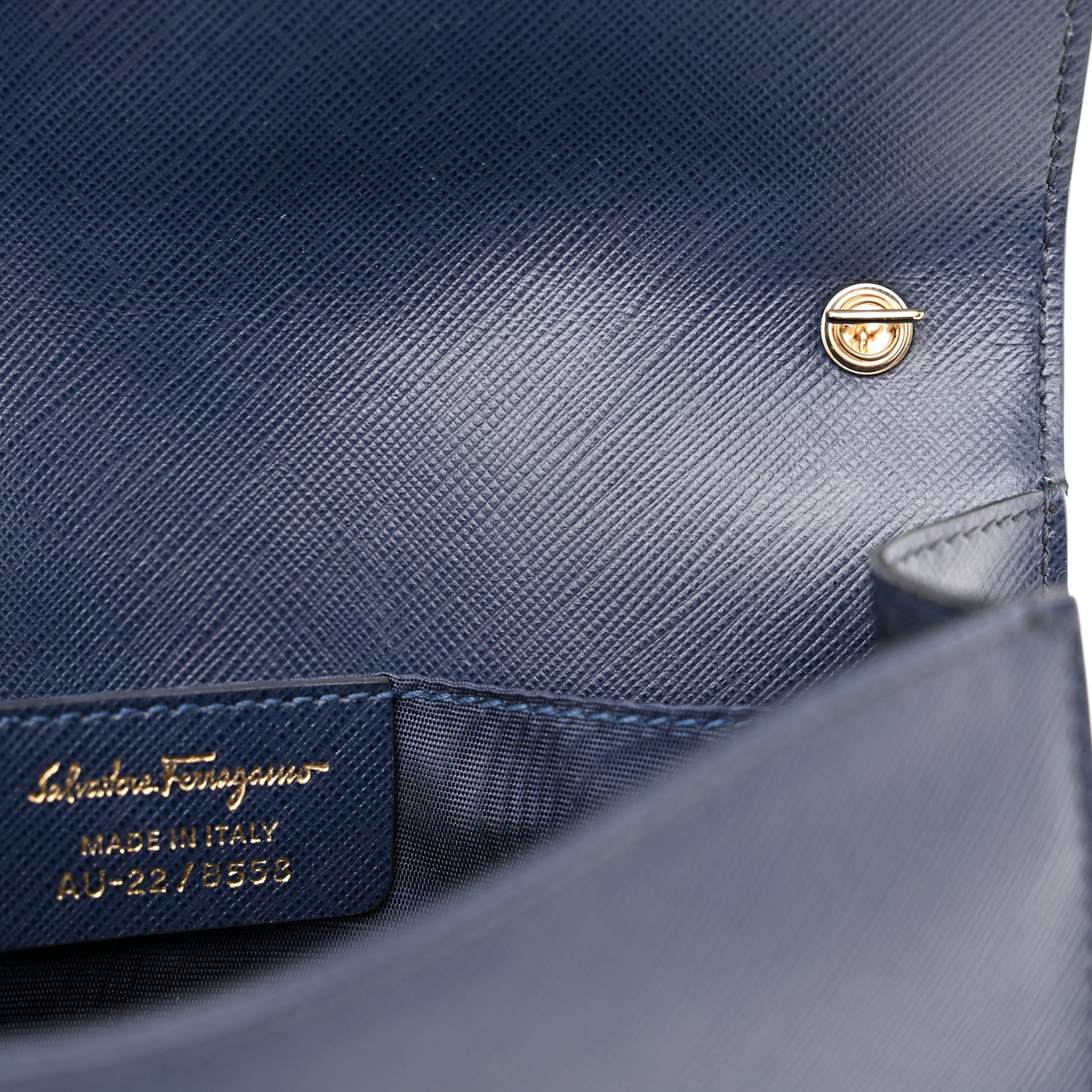 Printed Calfskin Vara Bow Chain Flap Crossbody Navy