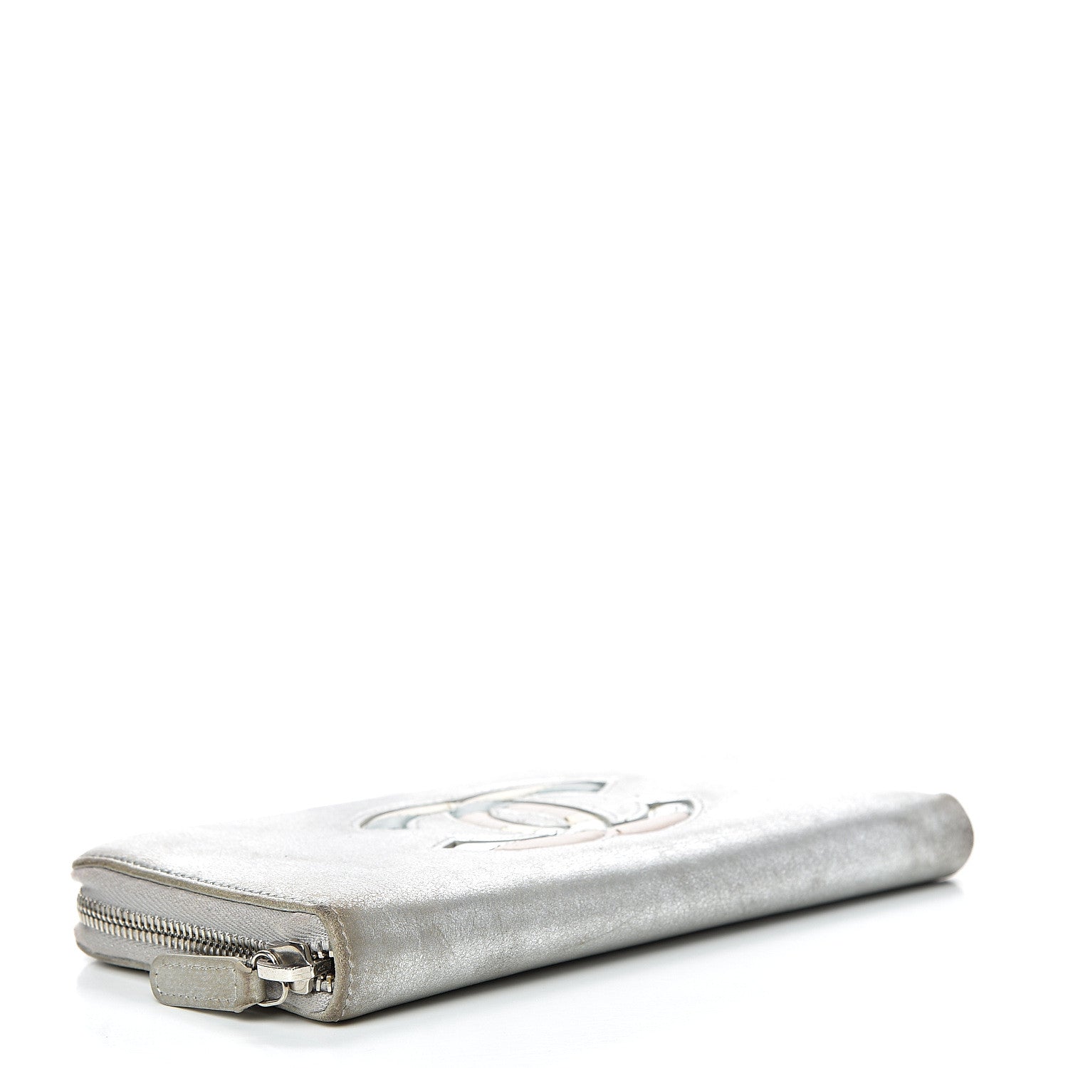 Chanel Metallic Calfskin Large Zip Around Wallet Silver 3 of 18