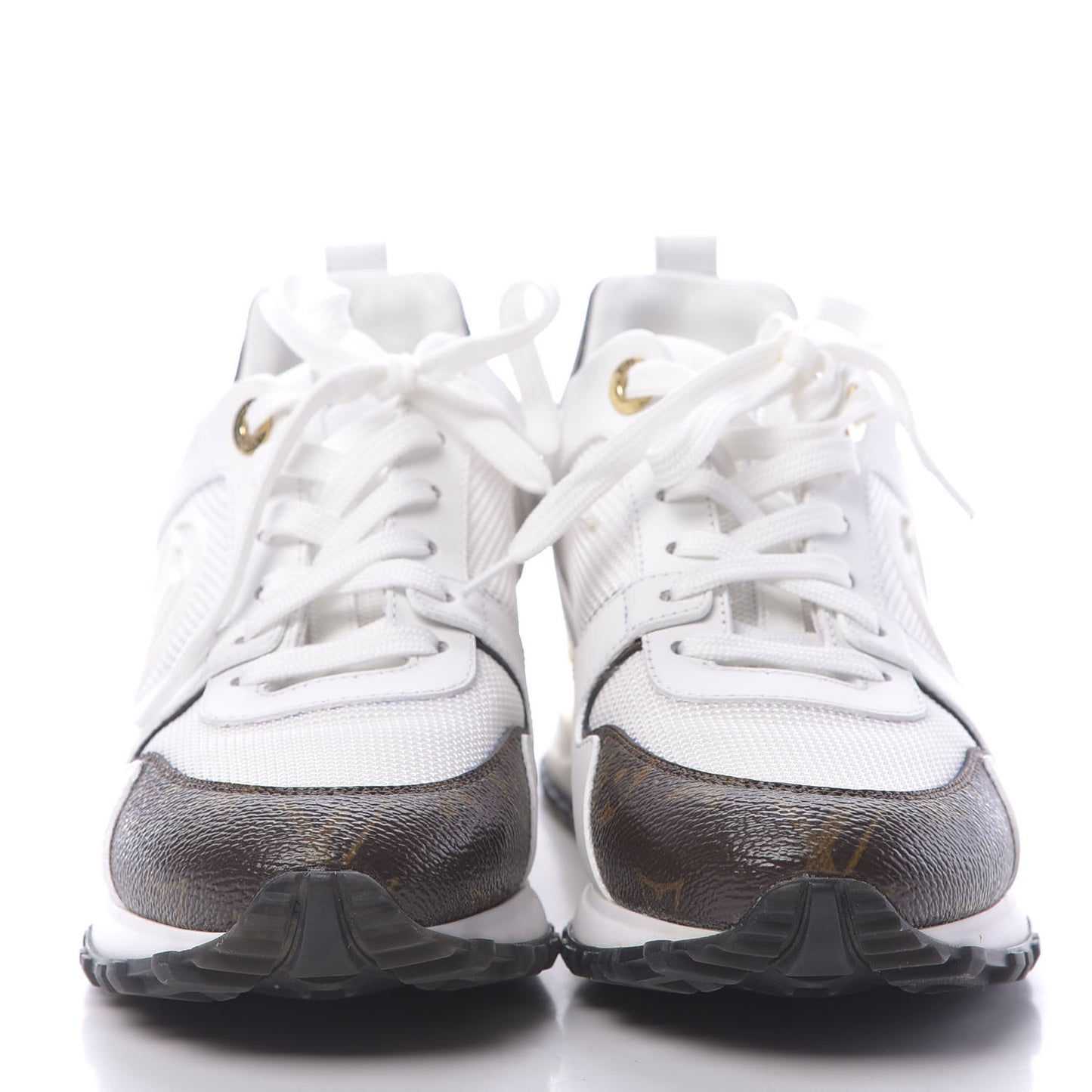 Calfskin Monogram Run Away Sneakers 36.5 White
