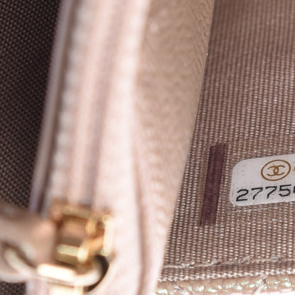Chanel Iridescent Caviar Quilted Wallet On Chain WOC Beige 10 of 10