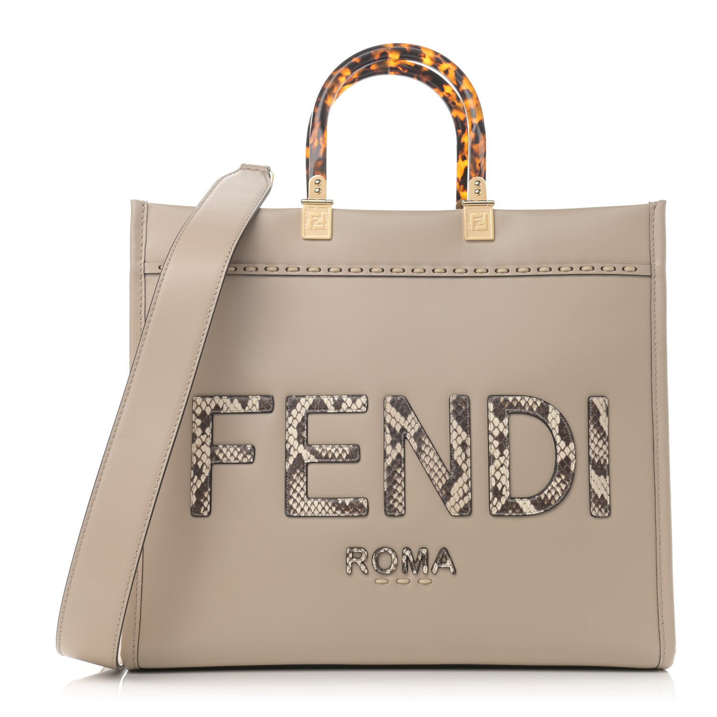 Vitello King Plexiglass Elaphe Python Print Logo Medium Fendi Sunshine Shopper Tote Nuvola Daisy Roccia