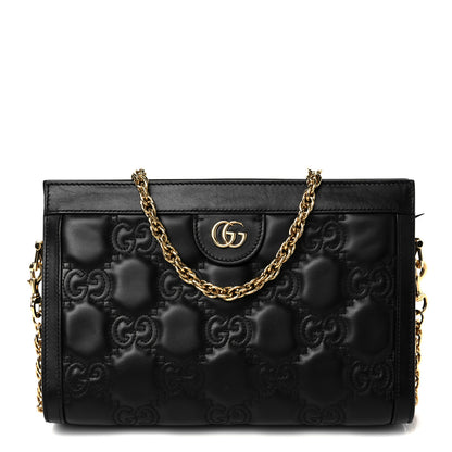 Gucci Calfskin GG Matelasse Small Slim Chain Shoulder Bag Black Natural 1 of 11