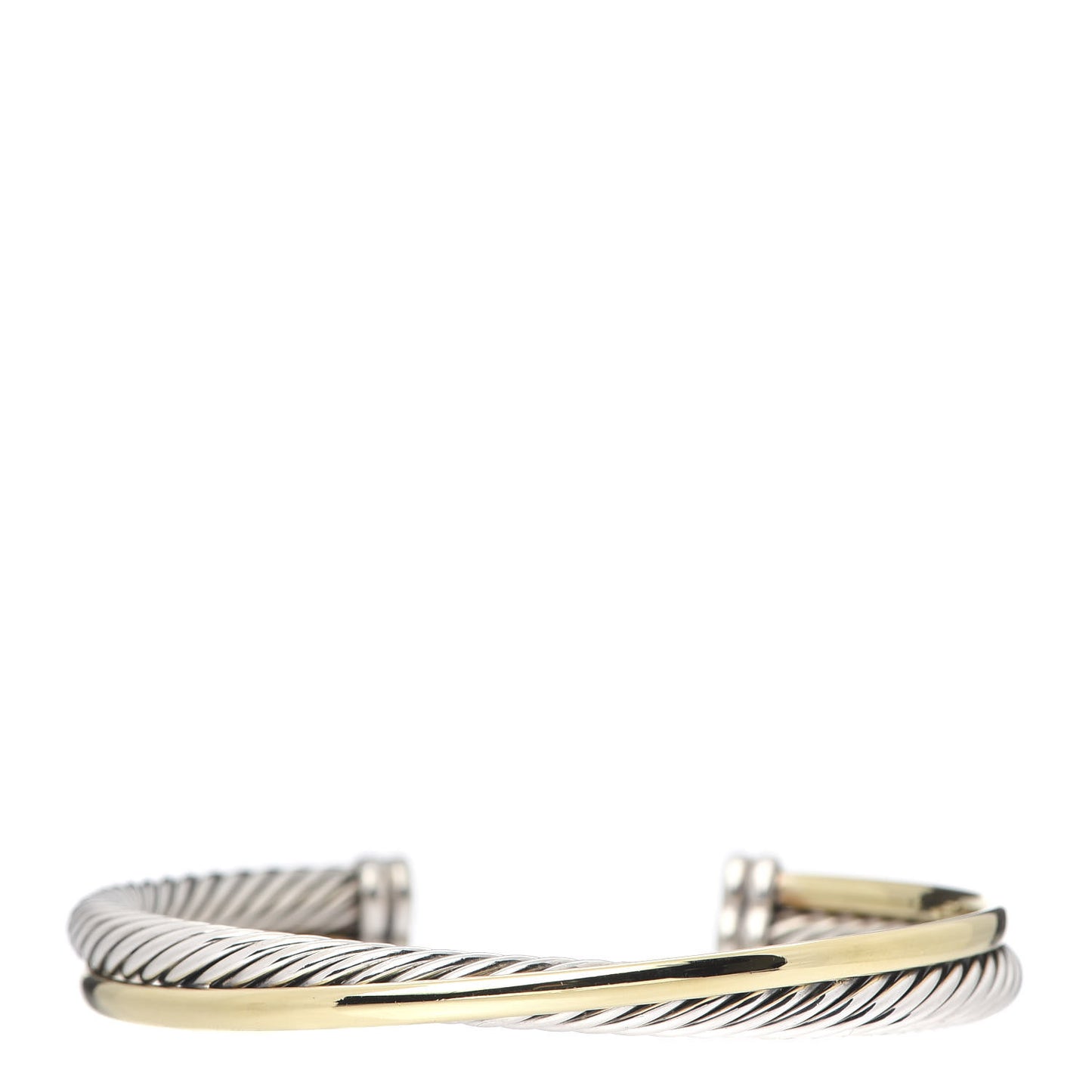 Sterling Silver 18K Yellow Gold 5mm Crossover Cuff Bracelet