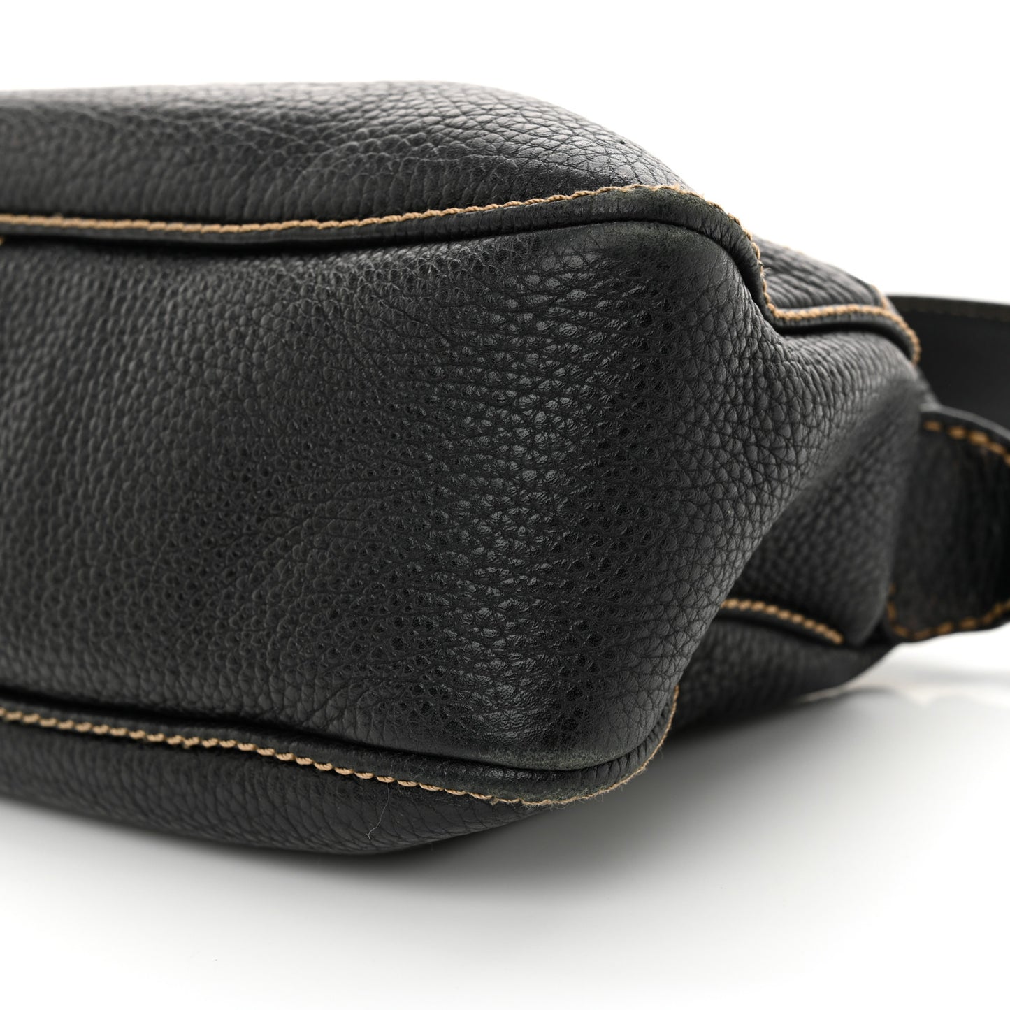 Grained Calfskin Tassel Shoulder Bag Black