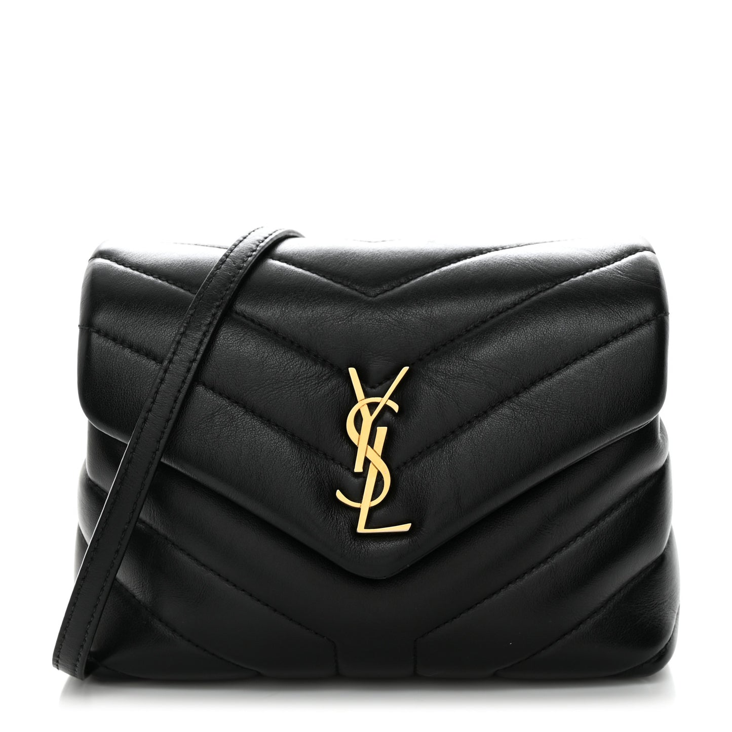 Calfskin Y Quilted Monogram Toy Loulou Crossbody Bag Black