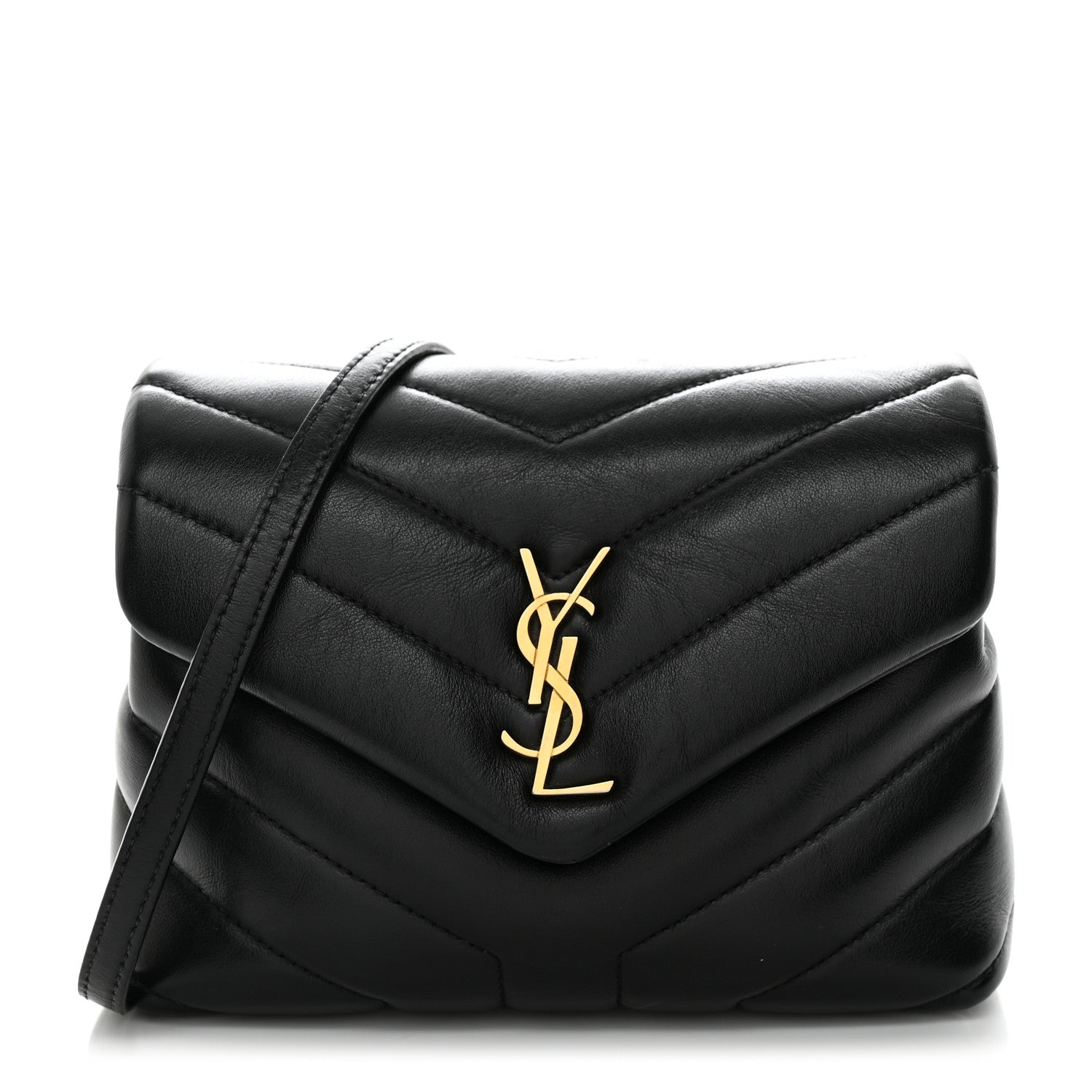 Saint Laurent Calfskin Y Quilted Monogram Toy Loulou Crossbody Bag Black 1 of 10