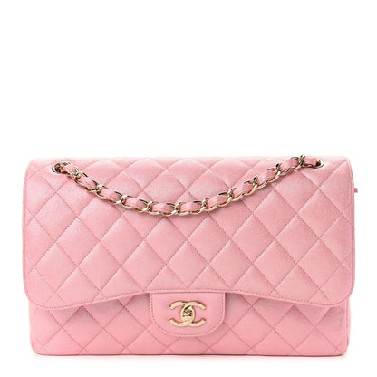 Chanel Iridescent Caviar Quilted Jumbo Double Flap Rose Pink 1 of 10