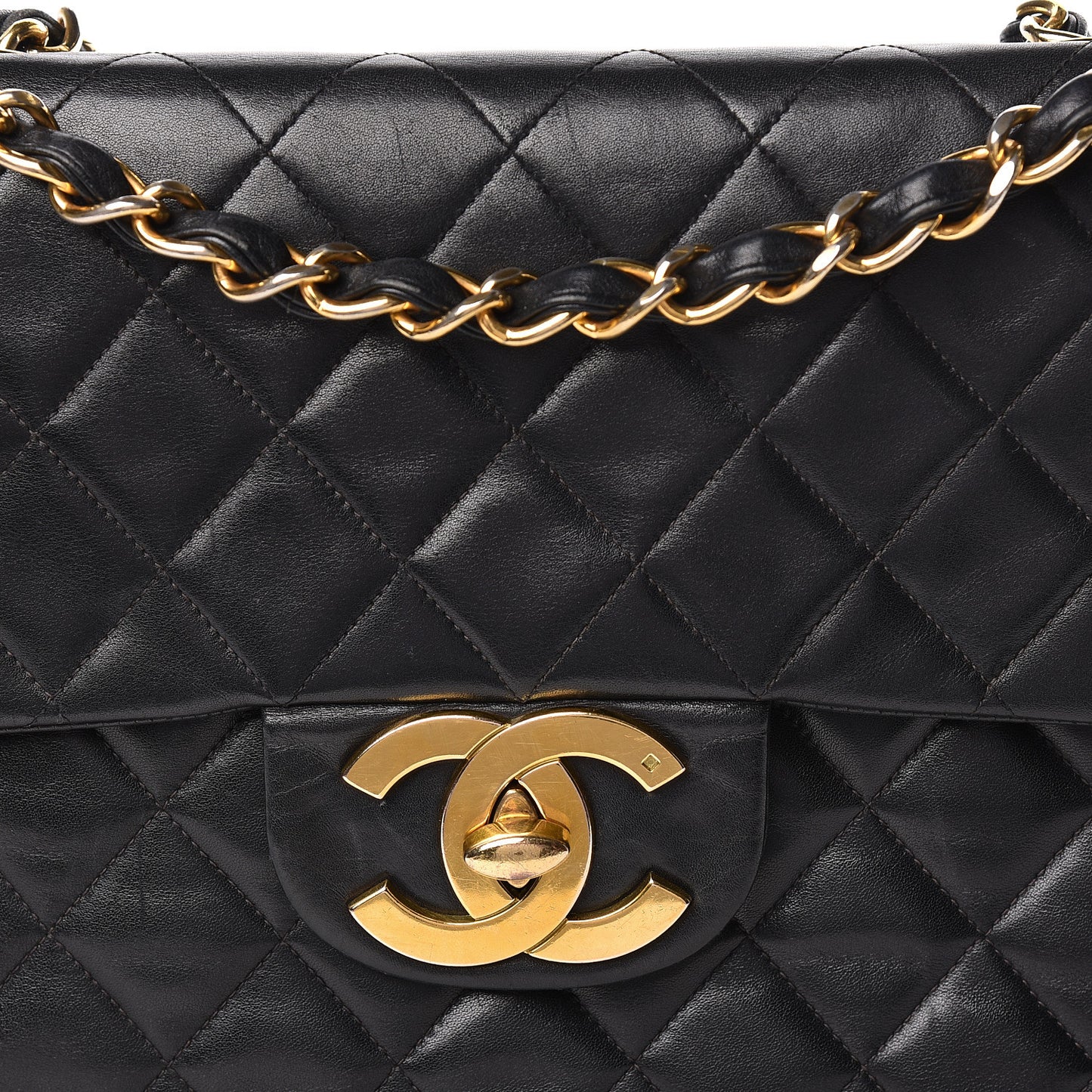 Lambskin Quilted XL Jumbo Single Flap Black