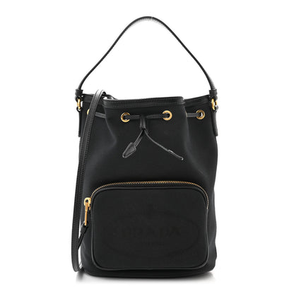 Prada Jacquard Logo Mini Bucket Crossbody Bag Black 1 of 13