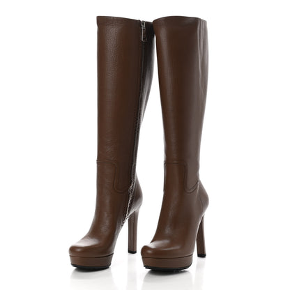 Gucci Calfskin Anouk Knee High Boots 36.5 Brown 2 of 8