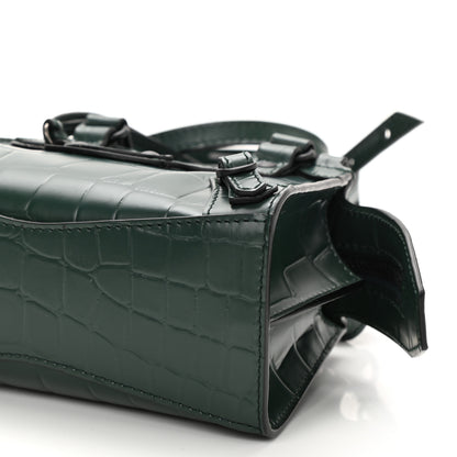 Balenciaga Semi Shiny Calfskin Crocodile Embossed Neo Classic Black Hardware Nano City Crossbody Forest Green 8 of 8