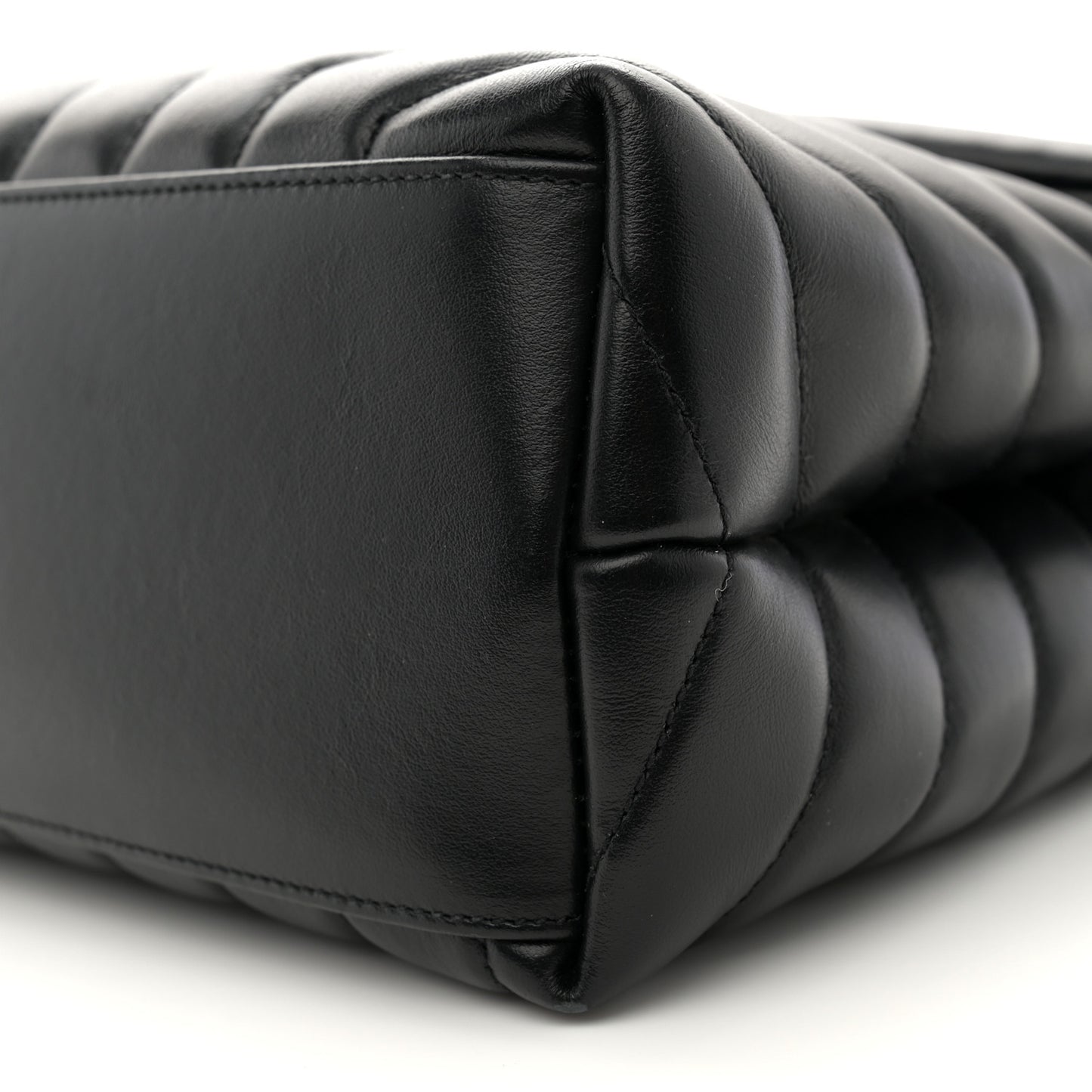Calfskin Y Quilted Monogram Medium Loulou Chain Satchel Black