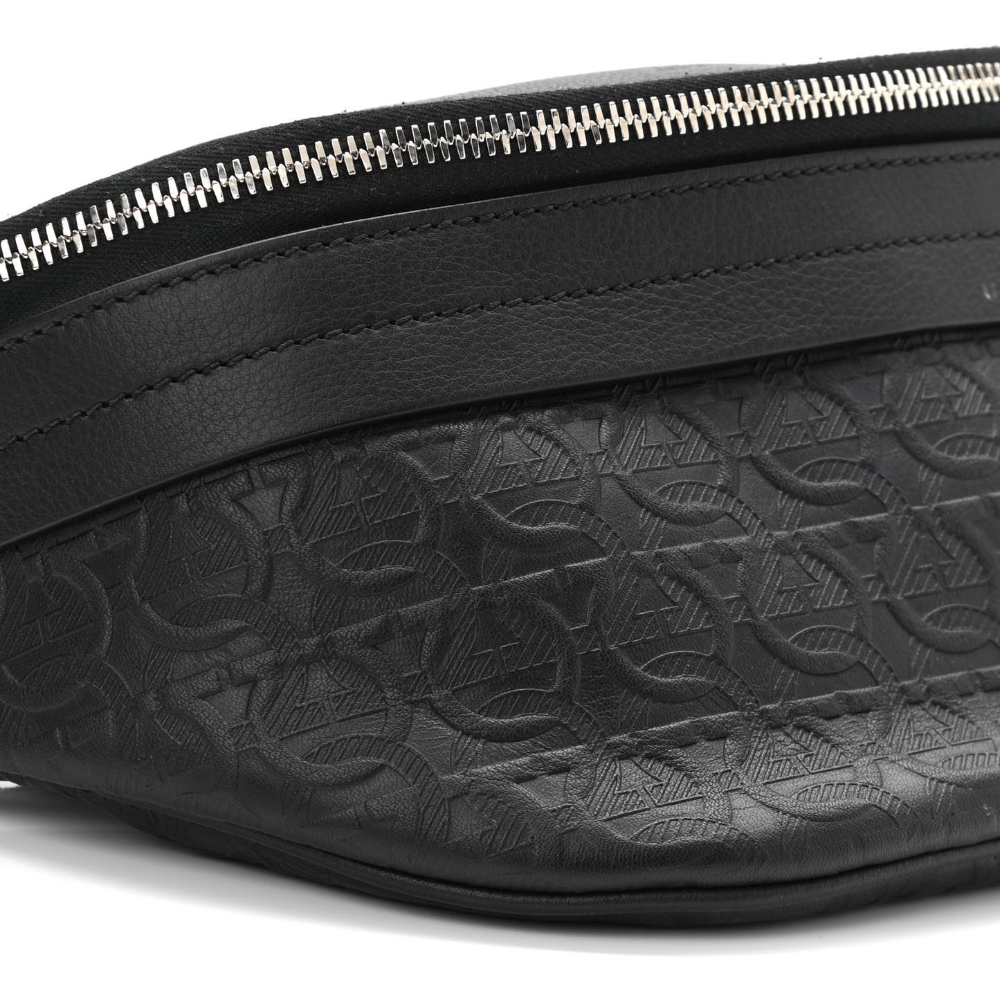 Hammered Calfskin Gancini Waist Bag Black