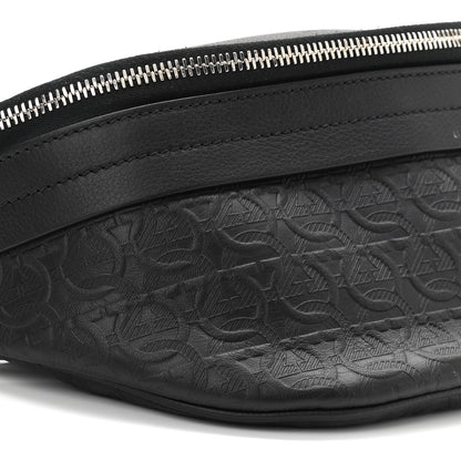 Salvatore Ferragamo Hammered Calfskin Gancini Waist Bag Black 8 of 9