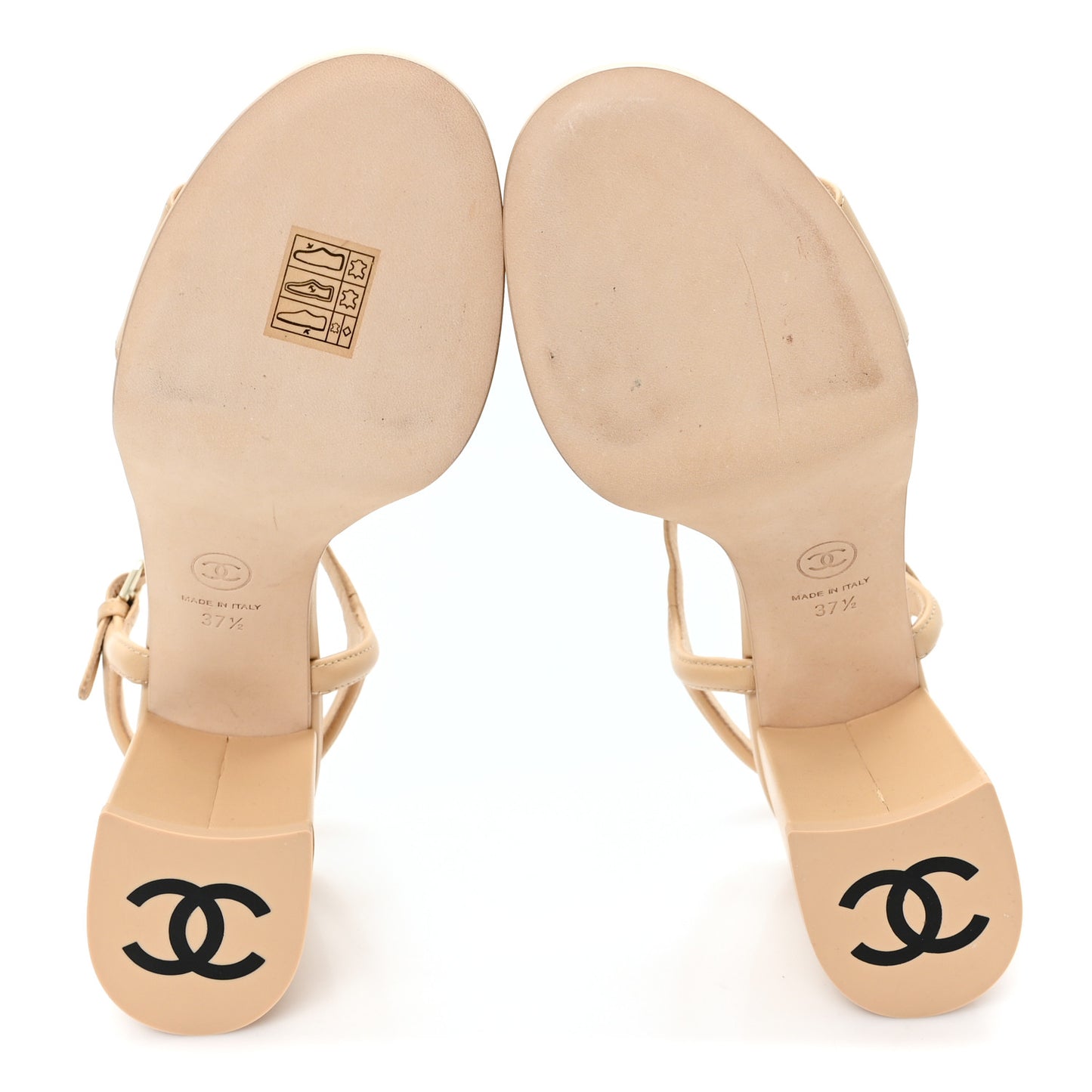 Lambskin Logo Platform Sandals 37.5 Beige