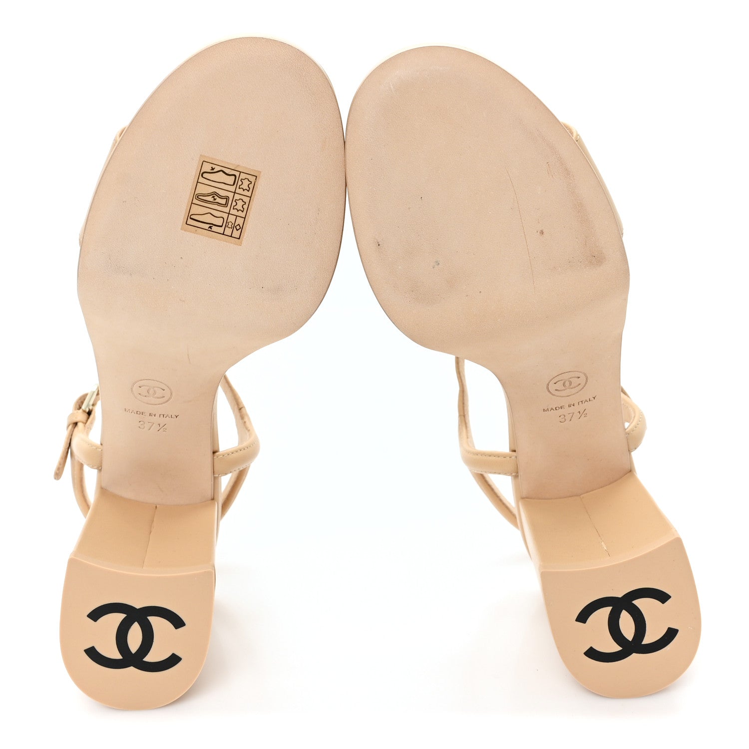 Chanel Lambskin Logo Platform Sandals 37.5 Beige 6 of 10