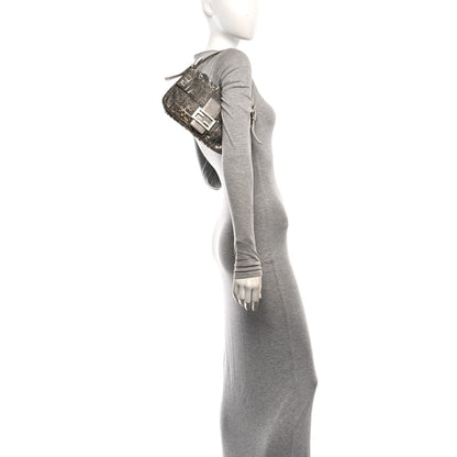 Fendi Metallic Lurex Zucca Vitello Baguette Argento 2 of 9