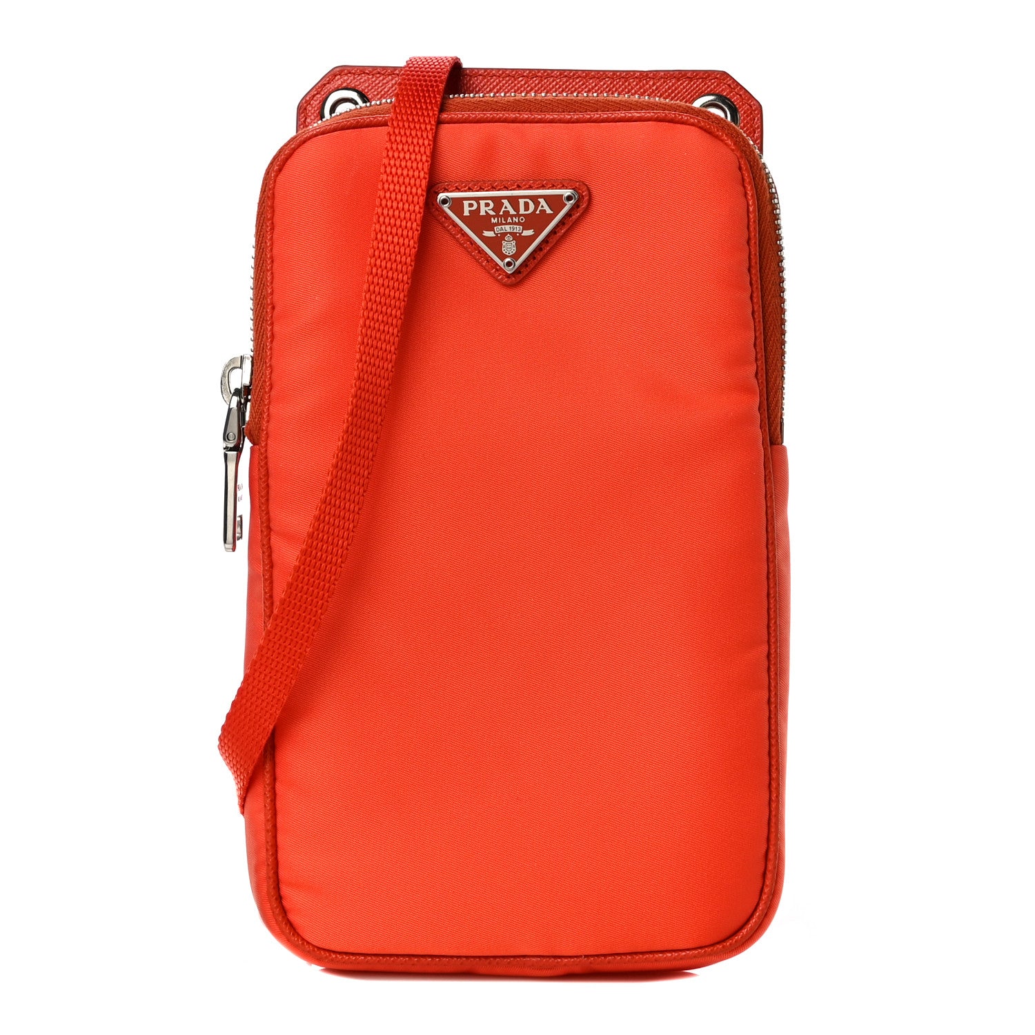 Prada Tessuto Nylon Phone Case Crossbody Bag Orange 1 of 10