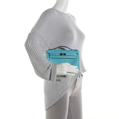 Hermes Swift Kelly Pochette Clutch Bleu Atoll 8 of 15