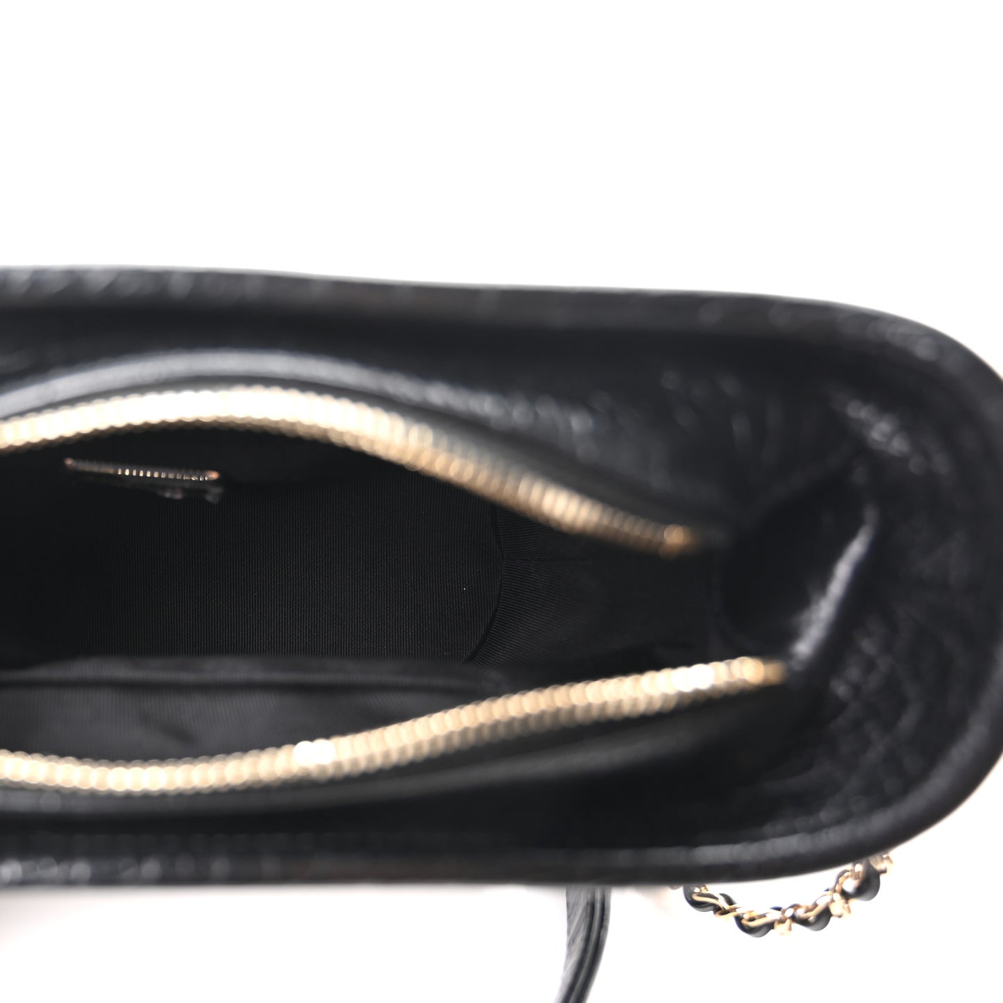 Calfskin Crocodile Embossed Small Gabrielle Cocodile Hobo Black