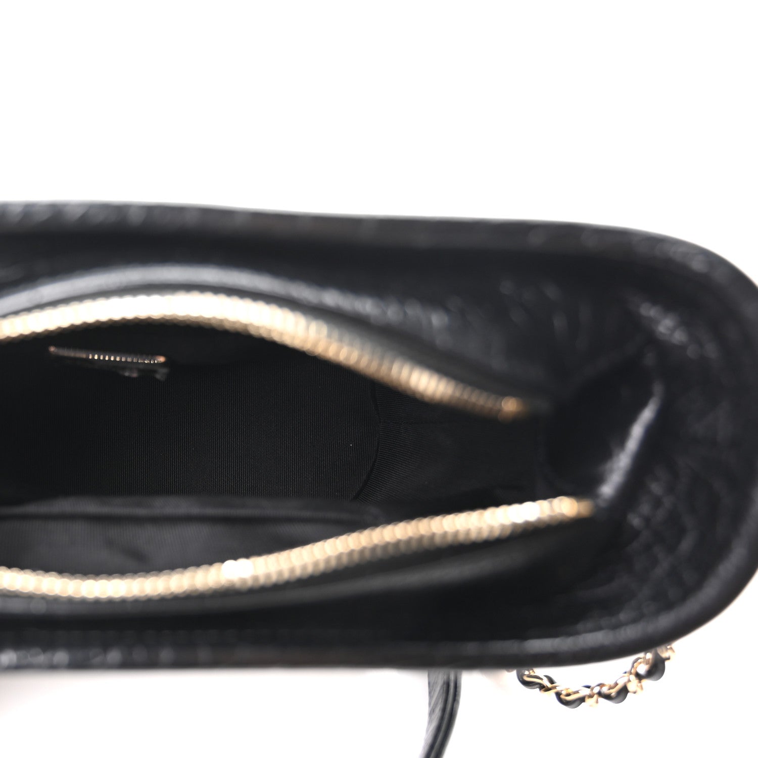 Chanel Calfskin Crocodile Embossed Small Gabrielle Cocodile Hobo Black 5 of 10