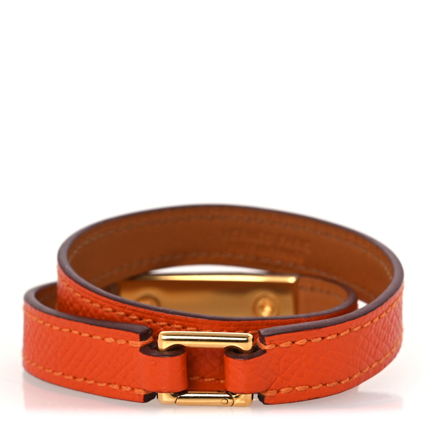 Hermes Epsom Rivale Double Tour Bracelet S Orange 3 of 8