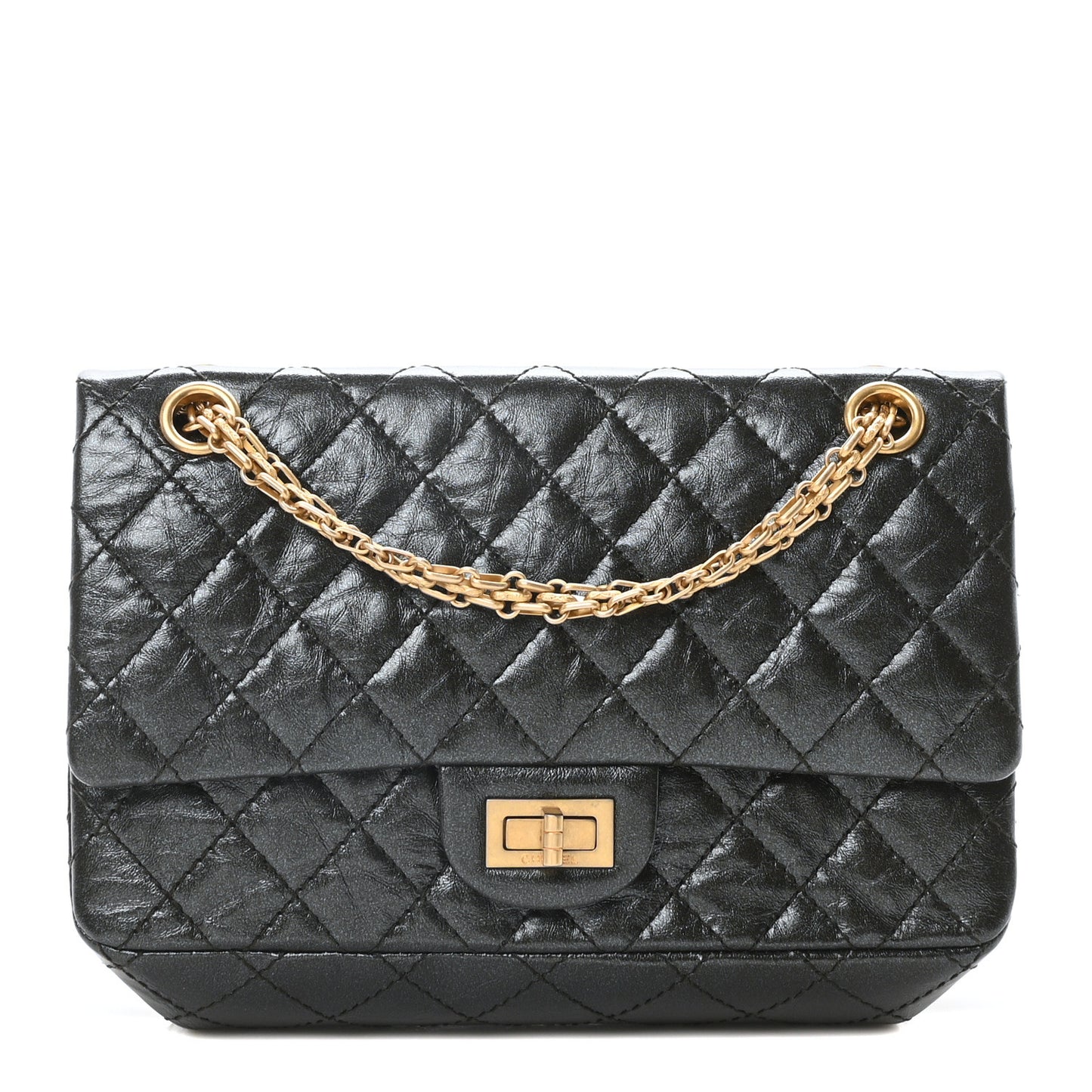 Iridescent Calfskin Quilted 2.55 Reissue 225 Flap Ruthenium